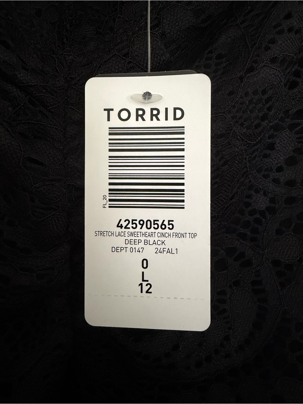 TORRID STRETCH LACE SWEETHEART CINCH FRONT TOP DEEP BLACK
SIZE 0 - Picture 2 of 5